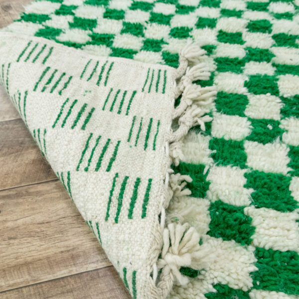 Green Checked Moroccan Rug - Image 4