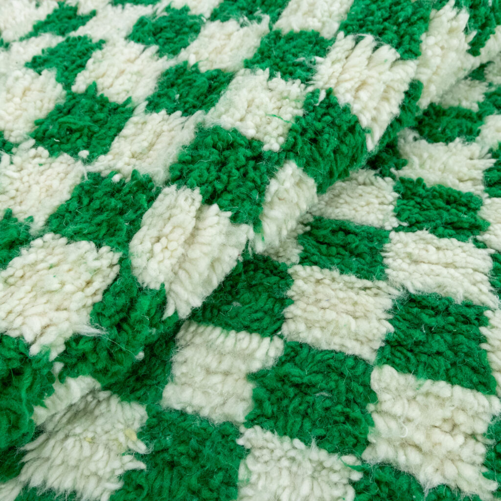Green Checked Moroccan Rug