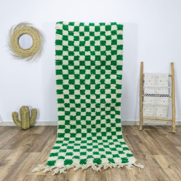 Green Checked Moroccan Rug