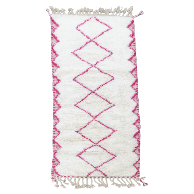 Pink & Cream Berber Runner Rug