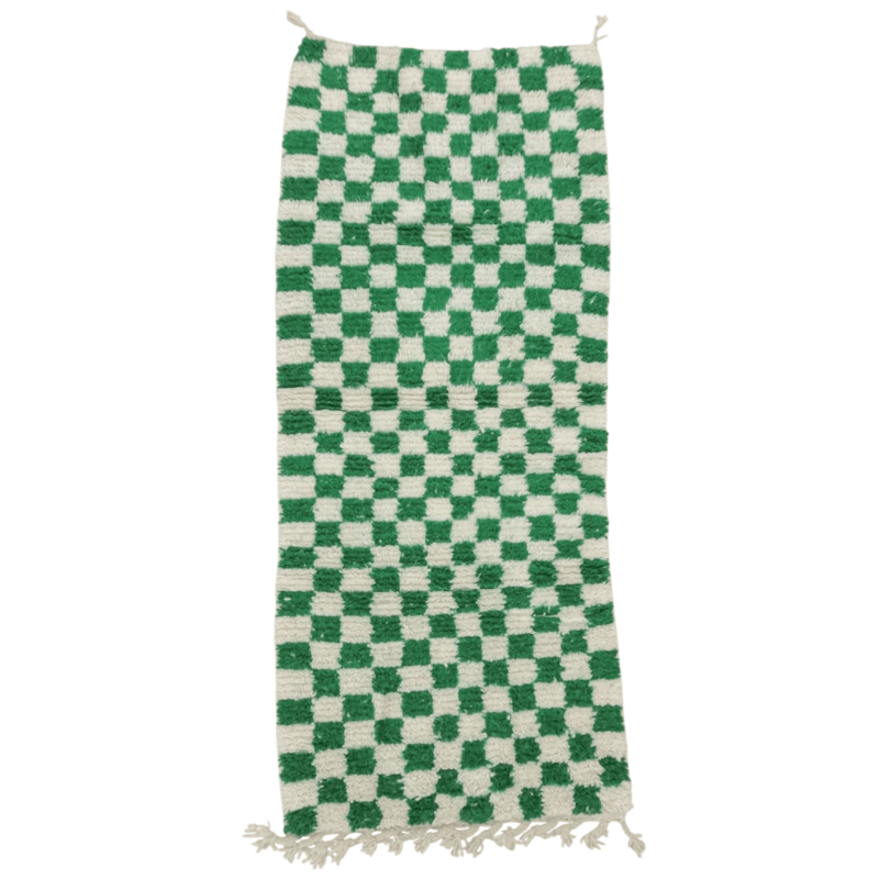 Checked Green Runner Rug